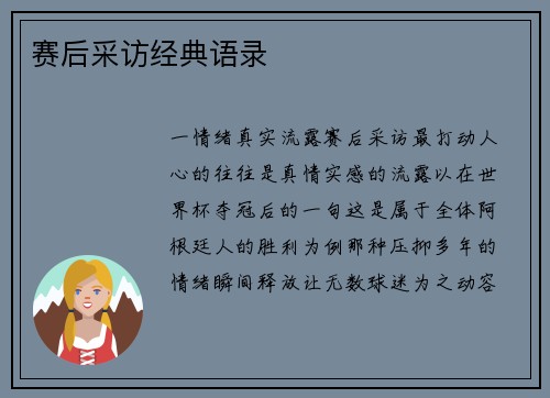 赛后采访经典语录