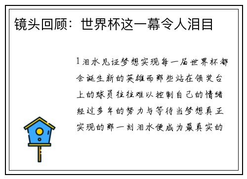 镜头回顾：世界杯这一幕令人泪目
